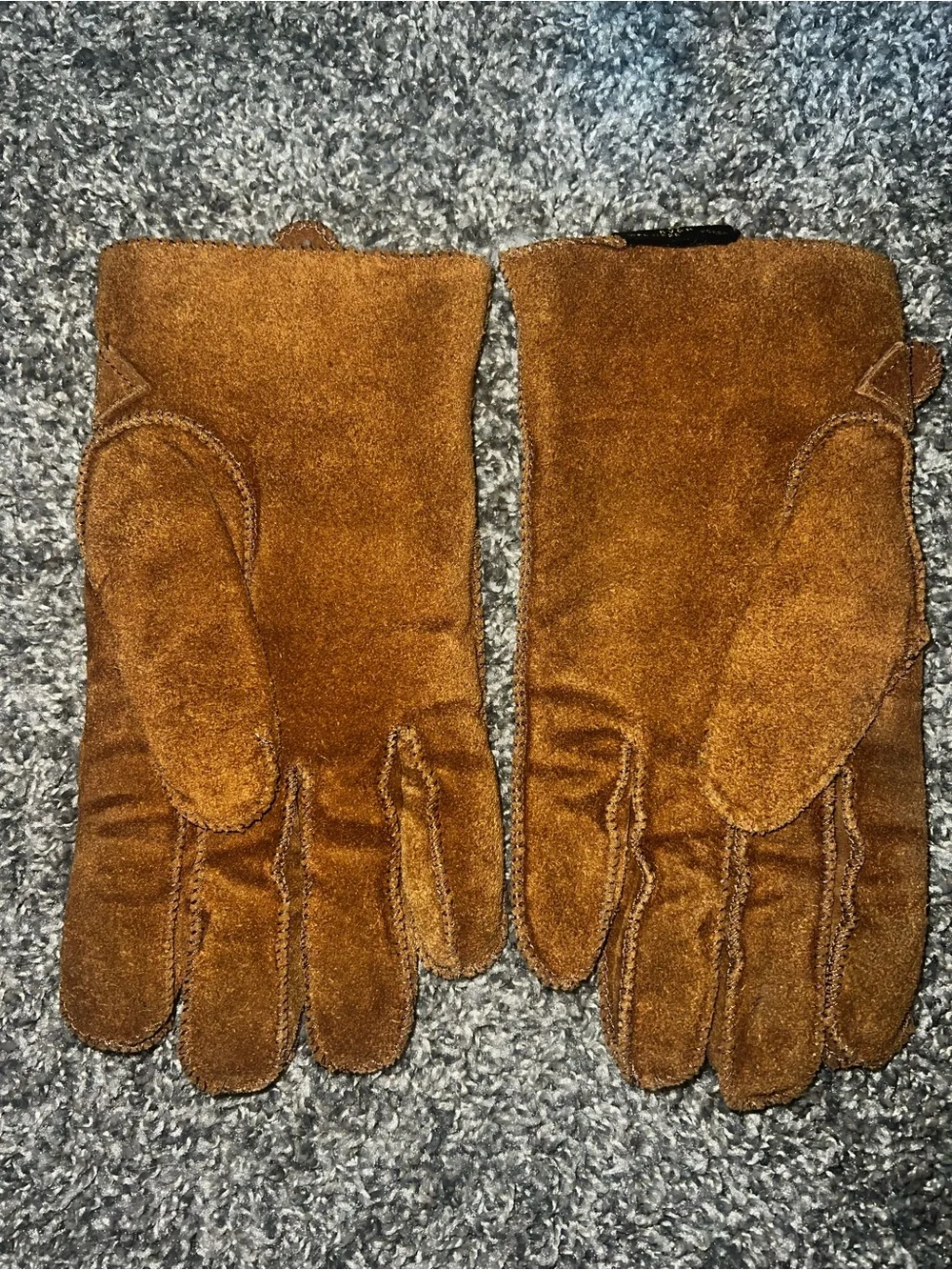 Avon Women's Brown Suede Gloves with Strap Detail